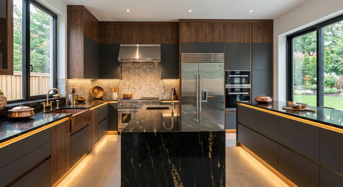 Marble kitchen installation
